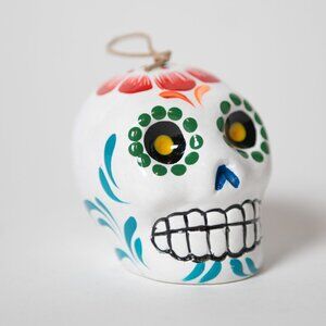 Day of the Dead Dia de los Muertos Sugar Skull Ceramic Painted Hanging Ornament